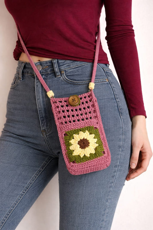 3D Flower Crochet Mobile Sling