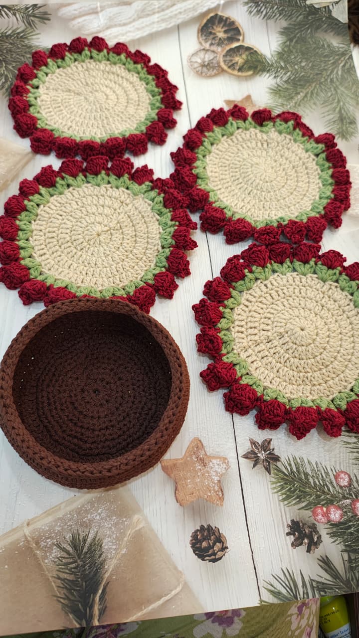 2-in-1 Rose Bouquet & Coaster Set
