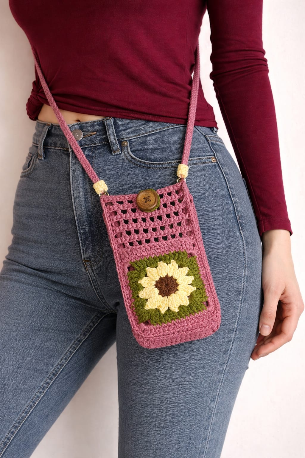 3D Flower Crochet Mobile Sling