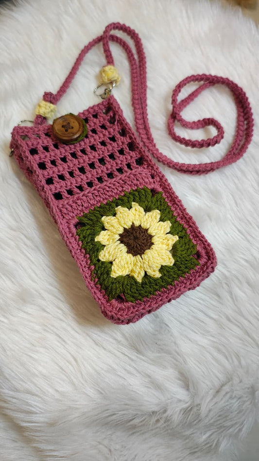 3D Flower Crochet Mobile Sling